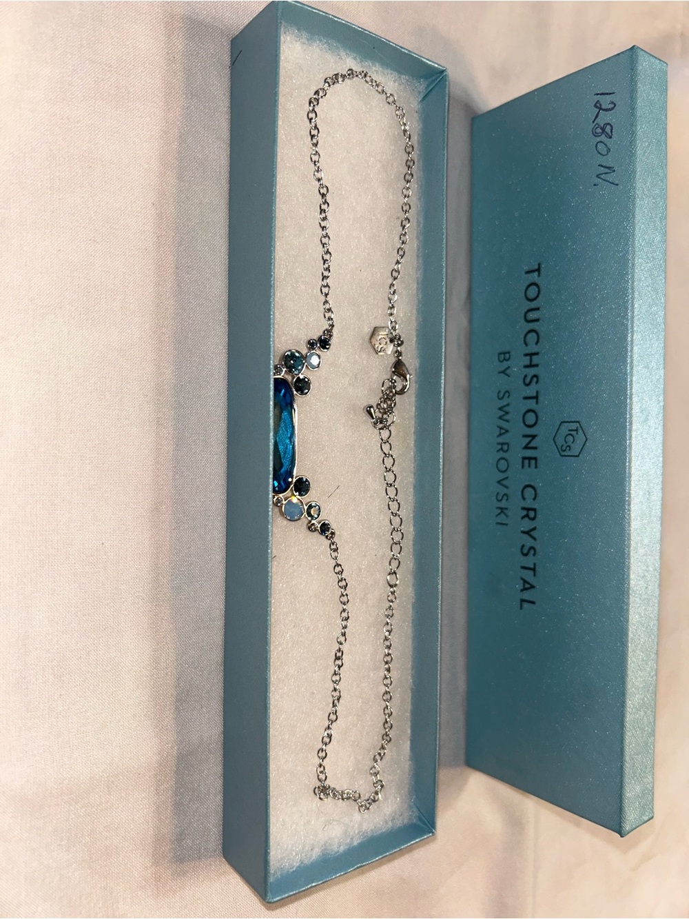 Touchstone Crystal Silver Necklace with Blue Crystals - Picture 2 of 8